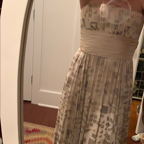 BCBG Silver gown with suede accents. Size 2 - Picture 2 of 5